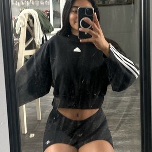 Adidas Black Polo with White Stripes